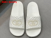 Gucci Mens Interlocking G Slide Sandal in White Rubber 770801 Replica