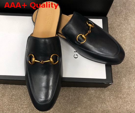 Gucci Mens Leather Horsebit Slipper in Black 426219 Replica