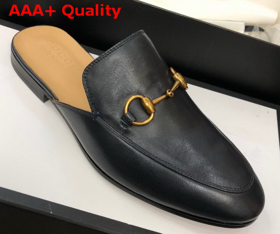 Gucci Mens Leather Horsebit Slipper in Black 426219 Replica