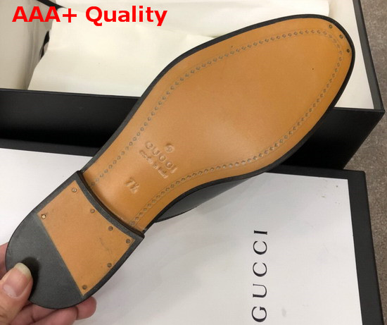 Gucci Mens Leather Horsebit Slipper in Black Leather with Embroidered Bee Applique Replica