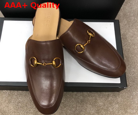 Gucci Mens Leather Horsebit Slipper in Brown 426219 Replica