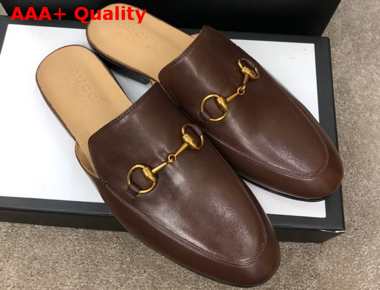 Gucci Mens Leather Horsebit Slipper in Brown 426219 Replica