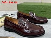 Gucci Mens Loafer with Horsebit Burgundy Leather with Debossed GG Leather Detail 786426 Replica