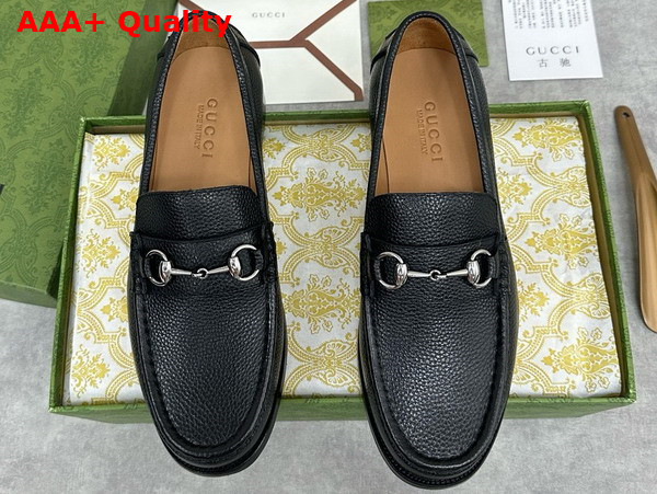 Gucci Mens Loafer with Horsebit in Black Grain Leather 786426 Replica