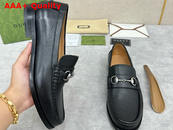 Gucci Mens Loafer with Horsebit in Black Grain Leather 786426 Replica