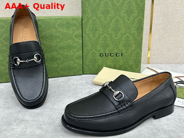 Gucci Mens Loafer with Horsebit in Black Grain Leather 786426 Replica