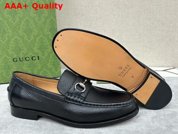 Gucci Mens Loafer with Horsebit in Black Grain Leather 786426 Replica