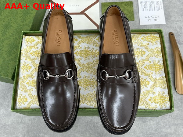 Gucci Mens Loafer with Horsebit in Dark Brown Leather 786426 Replica