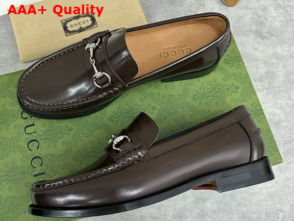 Gucci Mens Loafer with Horsebit in Dark Brown Leather 786426 Replica