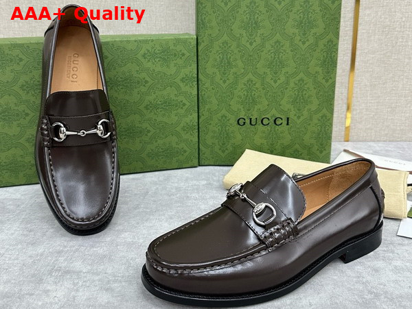 Gucci Mens Loafer with Horsebit in Dark Brown Leather 786426 Replica