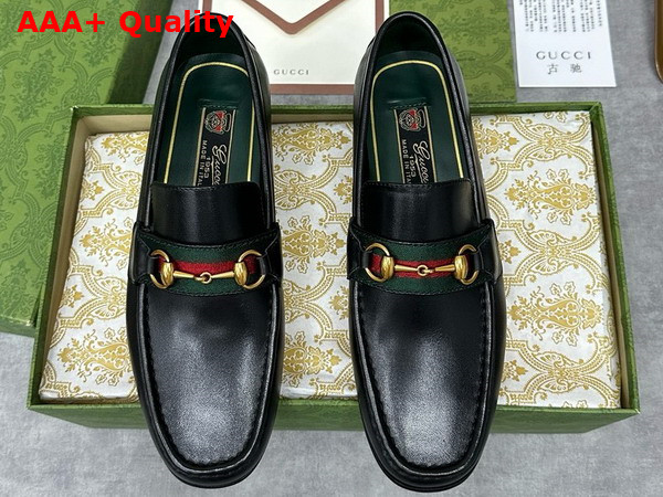 Gucci Mens Loafer with Web in Black Leather Replica