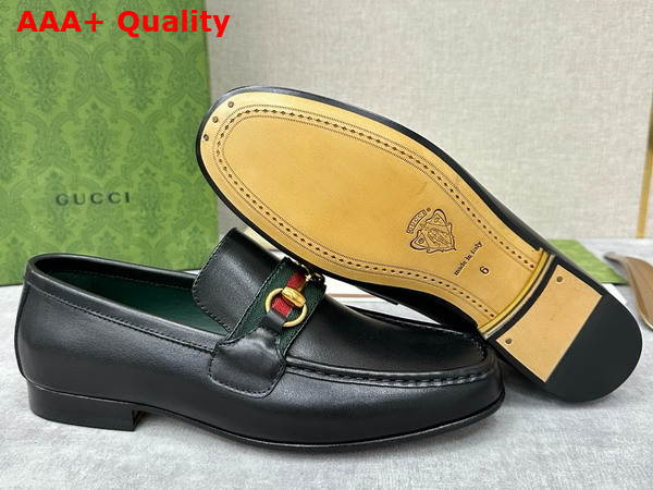 Gucci Mens Loafer with Web in Black Leather Replica