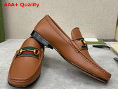 Gucci Mens Loafer with Web in Brown Leather Replica