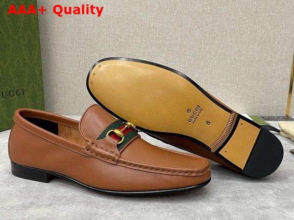 Gucci Mens Loafer with Web in Brown Leather Replica