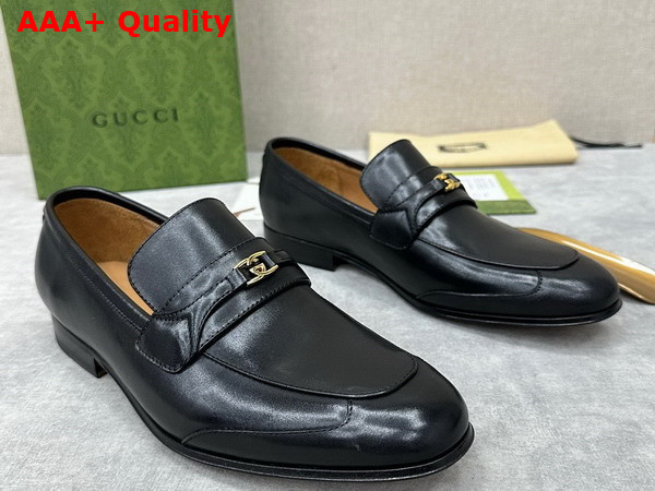 Gucci Mens Lofer in Black Leather with Interlocking G Replica