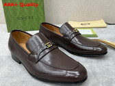 Gucci Mens Lofer in Dark Brown Leather with Interlocking G Replica