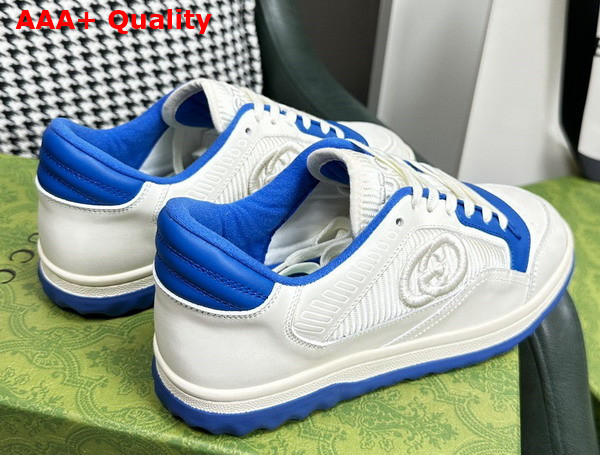 Gucci Mens Mac80 Sneaker in Off White and Blue Leather 749896 Replica