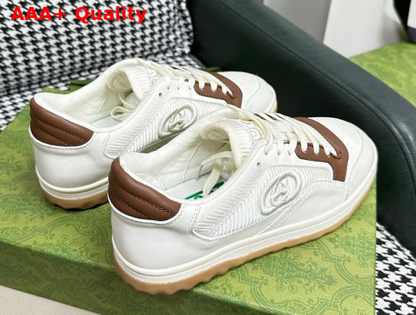 Gucci Mens Mac80 Sneaker in Off White and Brown Leather 741656 Replica