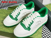 Gucci Mens Mac80 Sneaker in Off White and Green Leather 749896 Replica