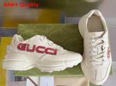 Gucci Mens Rhyton Sneaker in Ivory Demetra with Gucci Print 798919 Replica