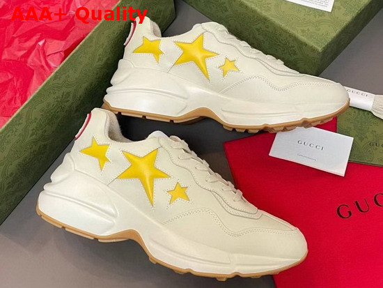 Gucci Mens Rhyton Sneaker with Stars White and Yellow 660939 Replica