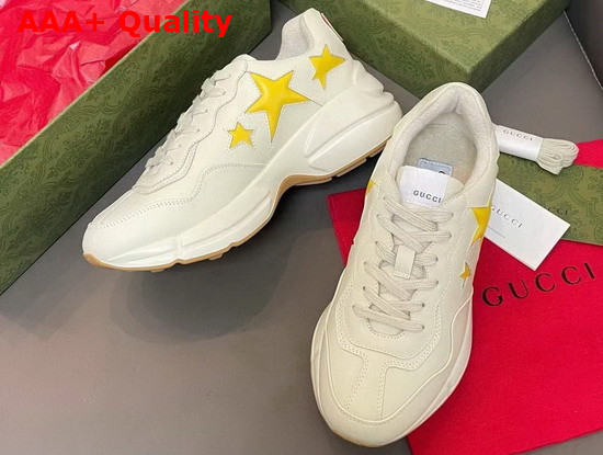 Gucci Mens Rhyton Sneaker with Stars White and Yellow 660939 Replica