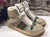 Gucci Mens Screener GG High Top Sneaker Beige Original GG Canvas and Off White Leather 563730