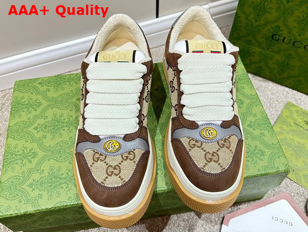 Gucci Mens Screener GG Sneaker in Beige and Ebony Original GG Canvas 750048 Replica