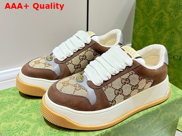 Gucci Mens Screener GG Sneaker in Beige and Ebony Original GG Canvas 750048 Replica