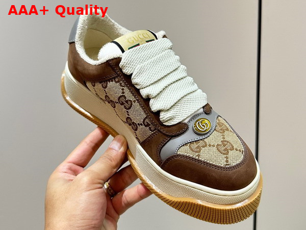 Gucci Mens Screener GG Sneaker in Beige and Ebony Original GG Canvas 750048 Replica