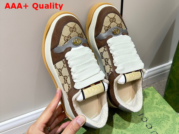 Gucci Mens Screener GG Sneaker in Beige and Ebony Original GG Canvas 750048 Replica