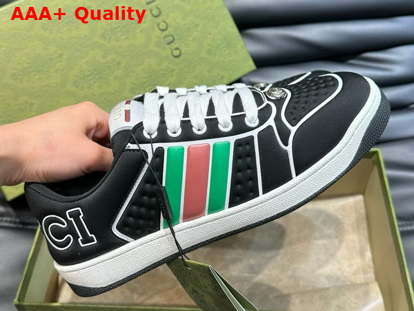 Gucci Mens Screener Sneaker with Web in Black Neoprene 780260 Replica