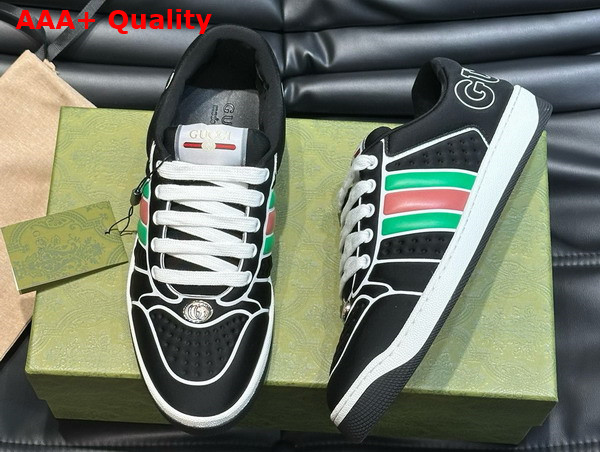 Gucci Mens Screener Sneaker with Web in Black Neoprene 780260 Replica