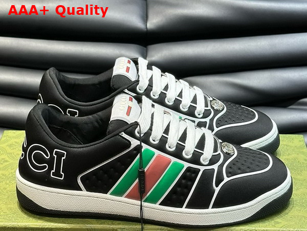 Gucci Mens Screener Sneaker with Web in Black Neoprene 780260 Replica