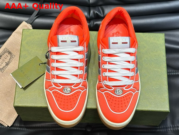 Gucci Mens Screener Sneaker with Web in Orange Neoprene 780260 Replica