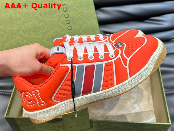 Gucci Mens Screener Sneaker with Web in Orange Neoprene 780260 Replica