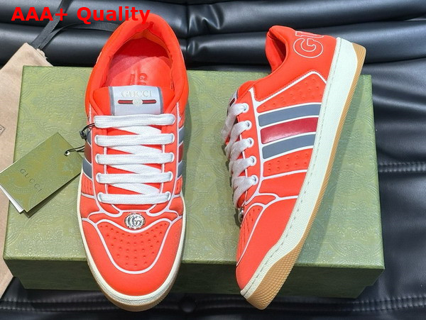 Gucci Mens Screener Sneaker with Web in Orange Neoprene 780260 Replica