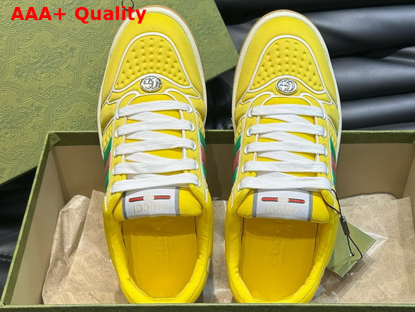 Gucci Mens Screener Sneaker with Web in Yellow Neoprene 782906 Replica