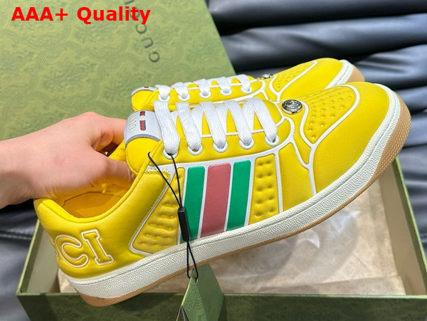 Gucci Mens Screener Sneaker with Web in Yellow Neoprene 782906 Replica