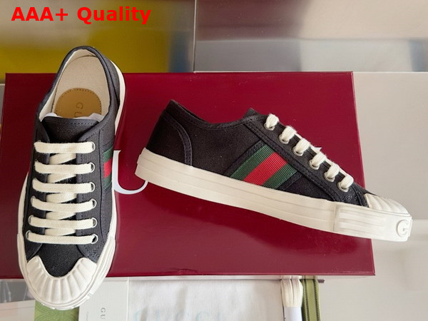 Gucci Mens Sneaker with Web in Black Cotton Fabric 786366 Replica