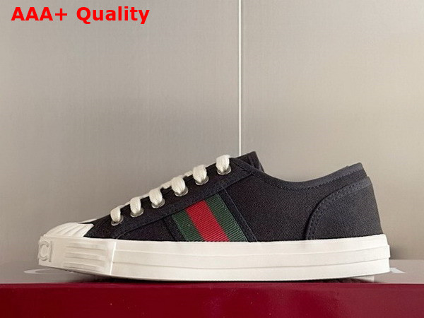 Gucci Mens Sneaker with Web in Black Cotton Fabric 786366 Replica