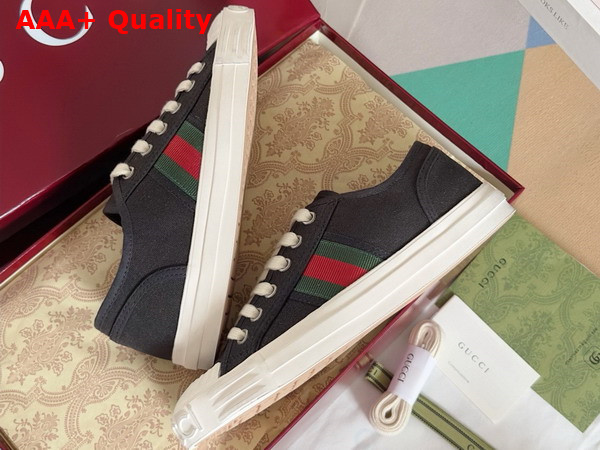 Gucci Mens Sneaker with Web in Black Cotton Fabric 786366 Replica