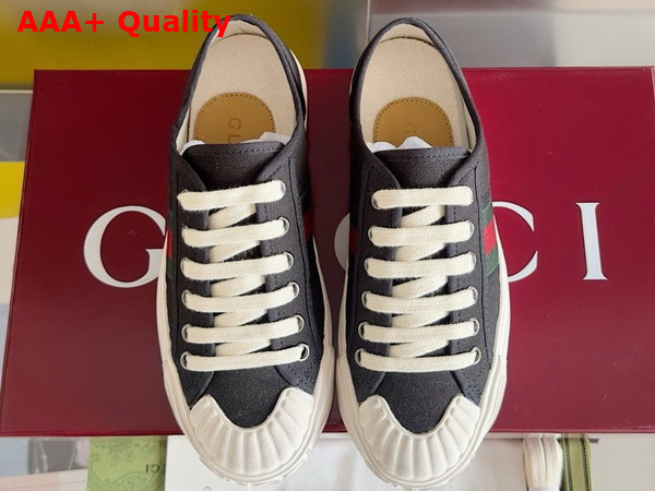 Gucci Mens Sneaker with Web in Black Cotton Fabric 786366 Replica