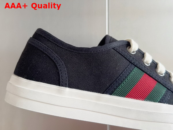 Gucci Mens Sneaker with Web in Black Cotton Fabric 786366 Replica