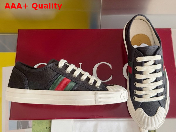 Gucci Mens Sneaker with Web in Black Cotton Fabric 786366 Replica