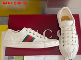 Gucci Mens Sneaker with Web in White Cotton Fabric 786366 Replica