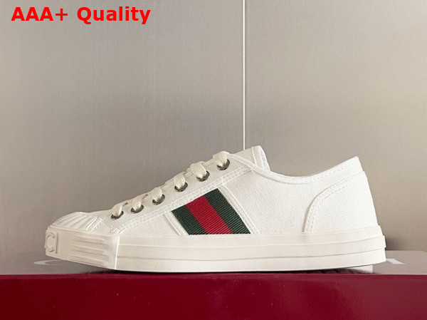 Gucci Mens Sneaker with Web in White Cotton Fabric 786366 Replica