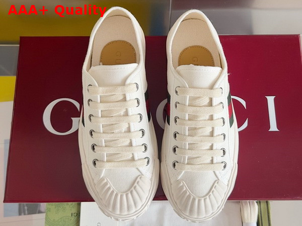 Gucci Mens Sneaker with Web in White Cotton Fabric 786366 Replica