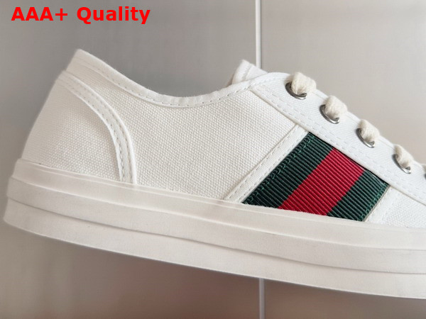 Gucci Mens Sneaker with Web in White Cotton Fabric 786366 Replica