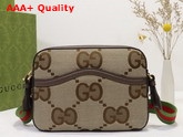 Gucci Messenger Bag with Jumbo GG Camel and Ebony Jumbo GG Canvas 675891 Replica